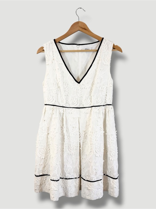 Anthropologie Dresses & Skirts - Anthropologie Wolven Tilly Dress Size SP White Black Fit & Flare Embroidered